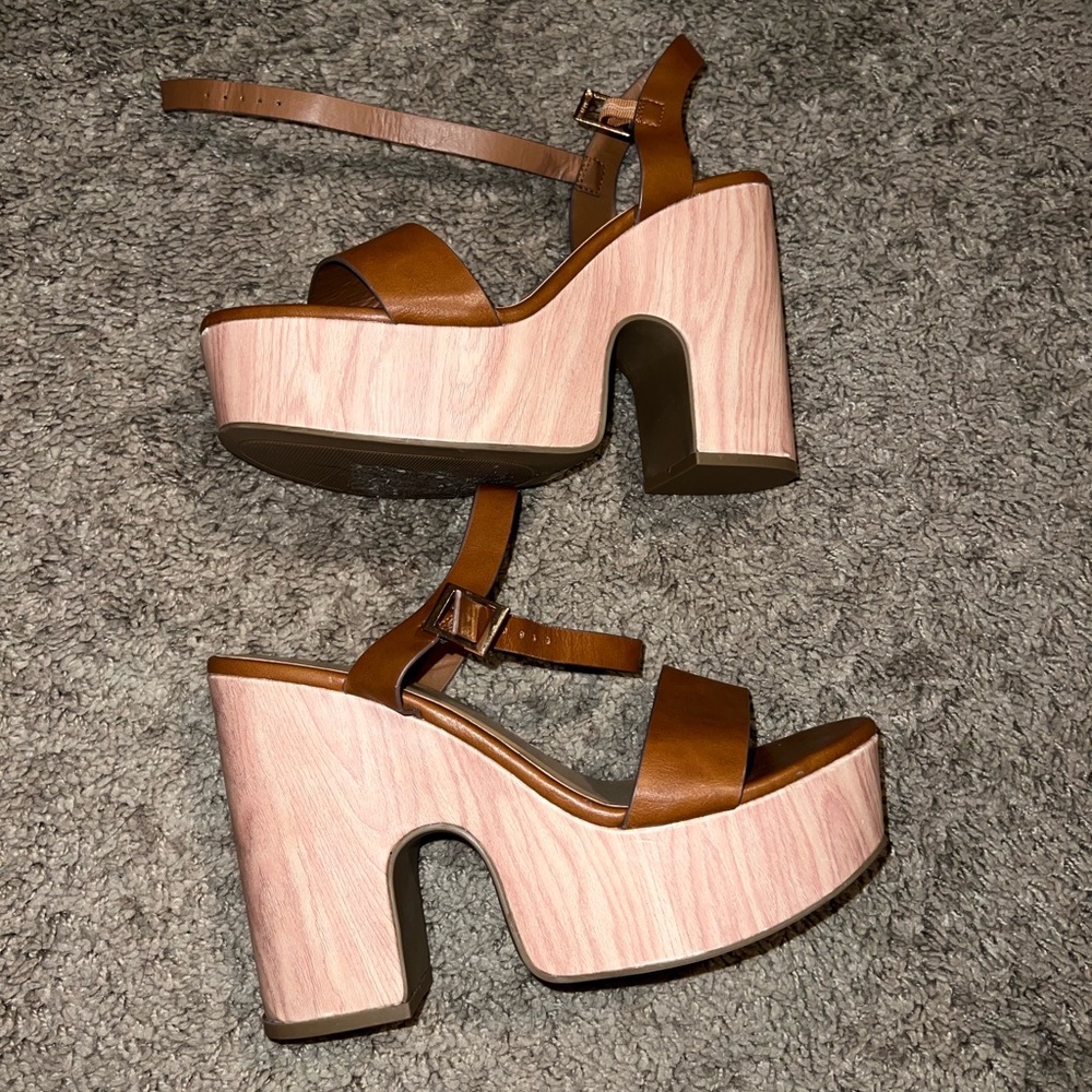 Brown platform heels